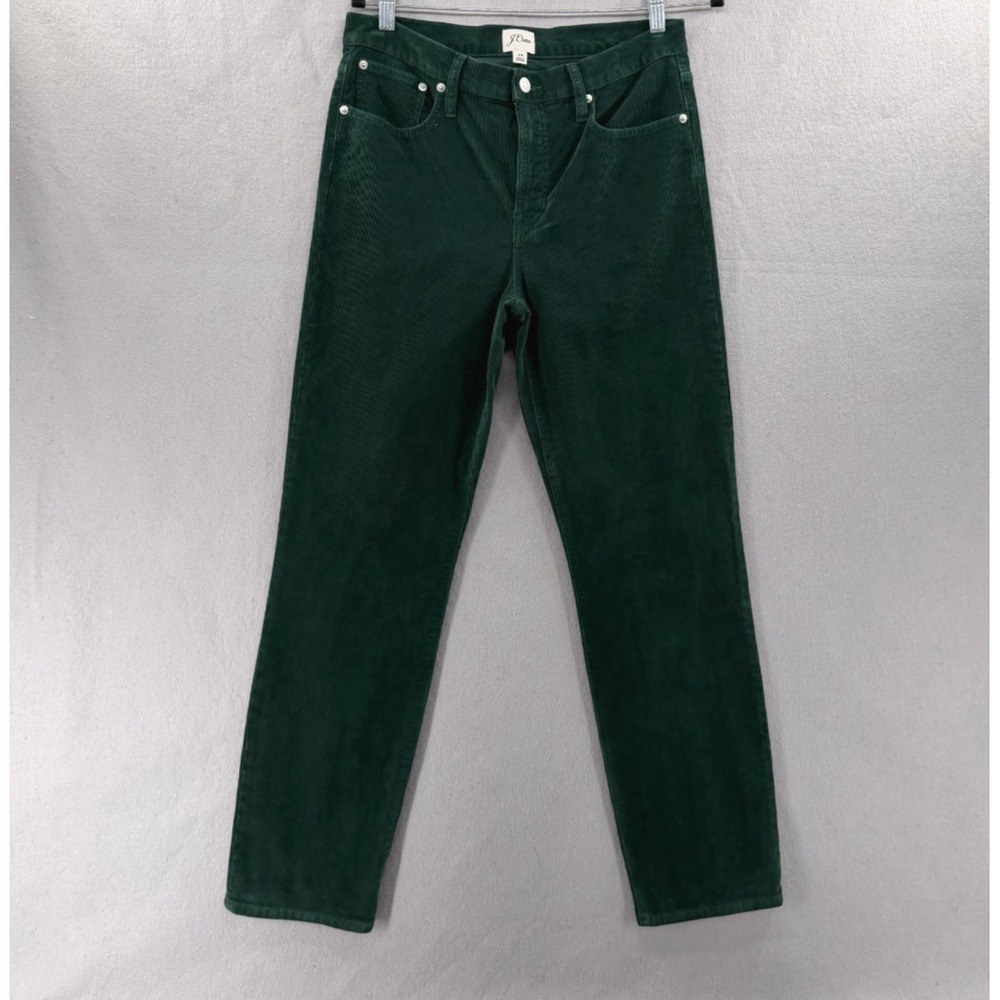J Crew 9" Vintage Slim Straight Corduroy Pants Womens 29 Dark Green Old Money